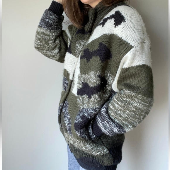 80’s Karizma knit cardigan jacket / abstract knit design / medium but oversize - Picture 5 of 9